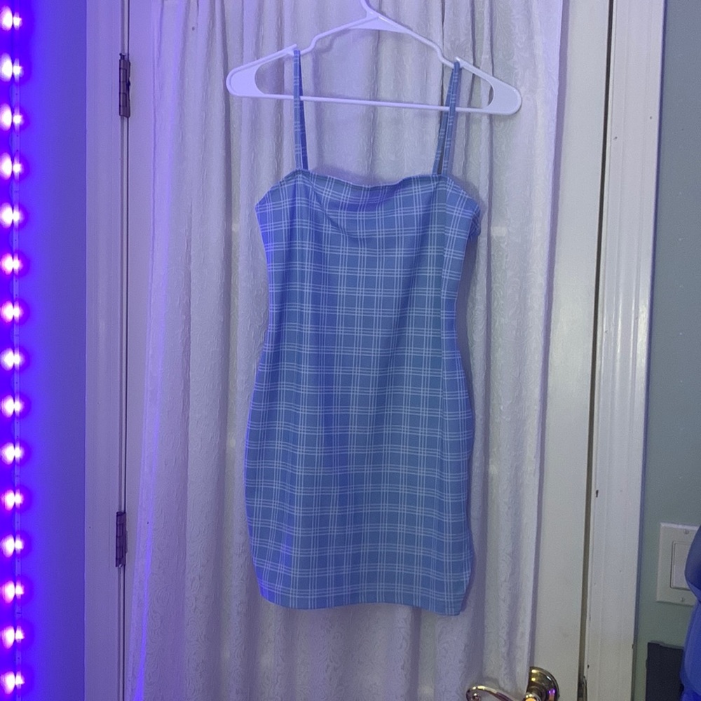 blue and white mini dress from shein